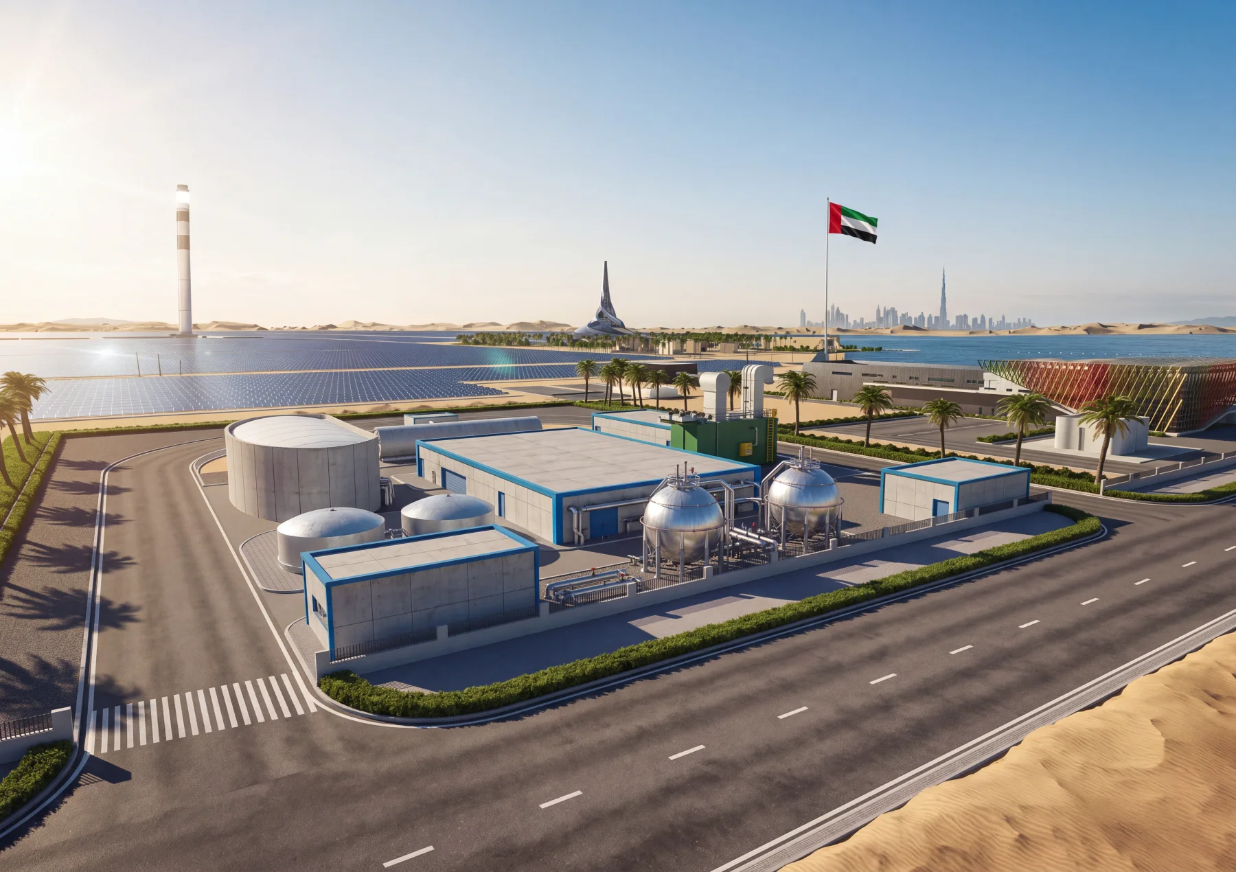 Green Hydrogen electrolyzer project, DEWA R&D Center, Al Qudra, Dubai